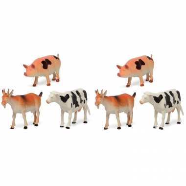 6x plastic boerderij dieren speelgoed figuren 17 cm voor kinderen