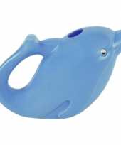 Plastic dieren gieter blauwe dolfijn voor kinderen 26 cm