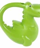 Plastic dieren gieter groene draak voor kinderen 21 cm